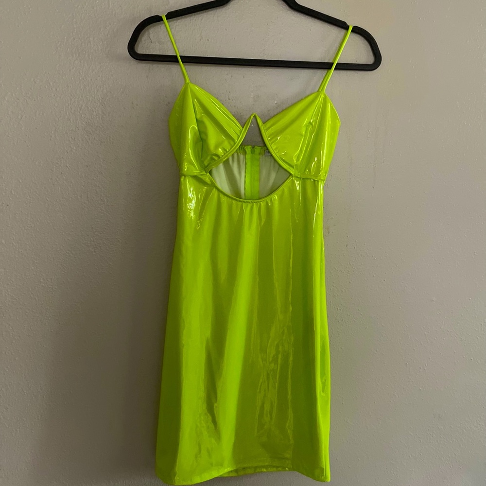 Fashion Nova Neon Latex Club Dress
